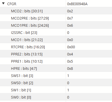 Регистр RCC - CFGR